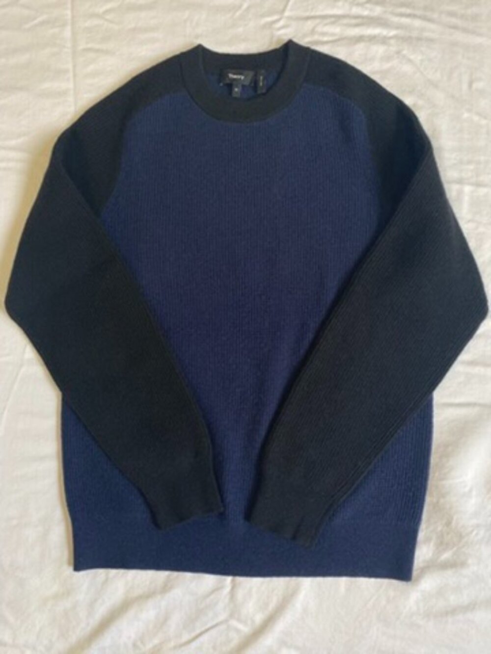 Theory mens two tone navy black sweater wool cashmere xs